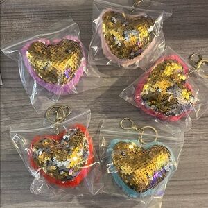 Sequin Heart Keychains